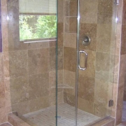 L SHOWERDOOR FRAMLESS WITH CLAMPS IN CHROME HARWARE 